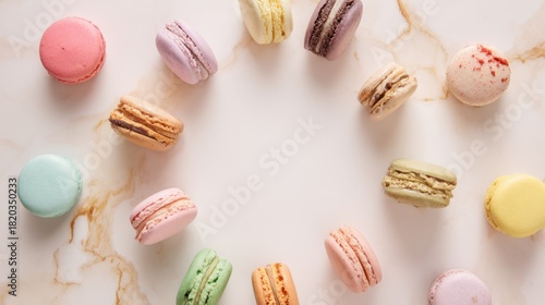 Wallpaper Mural Colorful Macarons on Marble Background Torontodigital.ca