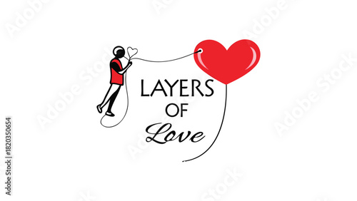 Whimsical illustration of a person jumping rope with a heart balloon symbolizing layers of love