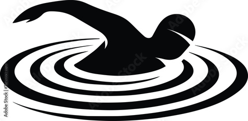 Silhouette of a swimmer in water