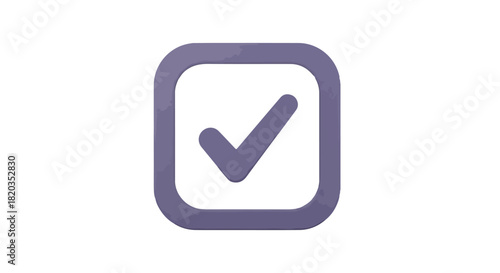 Purple Check Mark in Square Complete, Affirm, Confirm, Correct