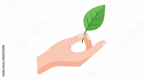 Hand Holding a Green Leaf Symbolizing Nature and Growth