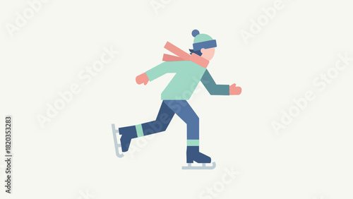Stylized Ice Skater Illustration on White Background