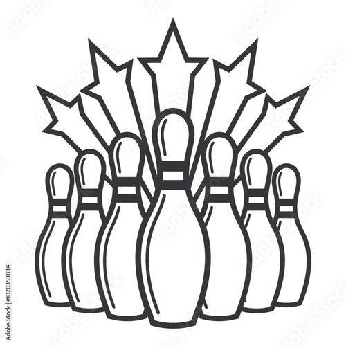 Bowling pins and stars emblem