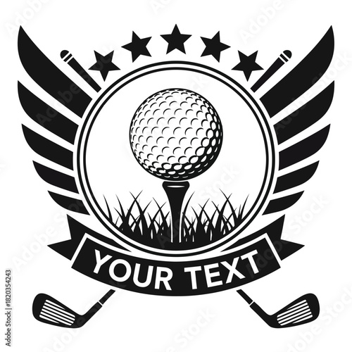 Golf emblem with wings and crossed clubs