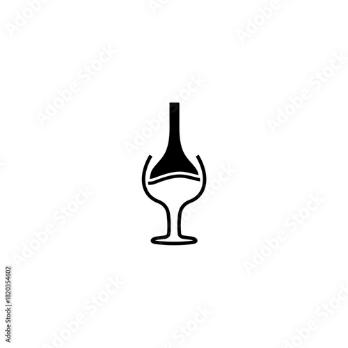 Minimalist Wine Bottle and Glass Icon