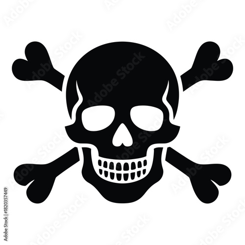 A classic black skull and crossbones symbol, commonly associated with pirates, danger, and warning, depicted as a simple graphic icon