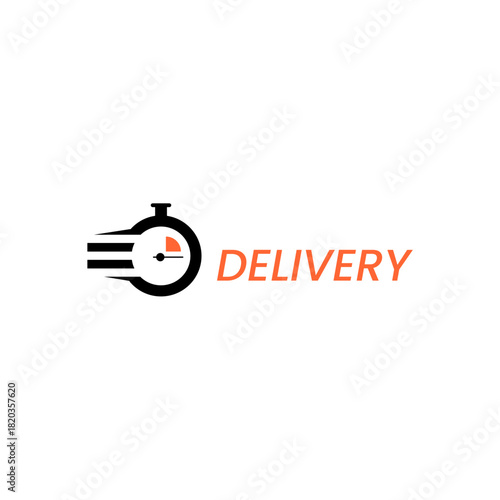 Fast Delivery Service Logo with Stopwatch Icon