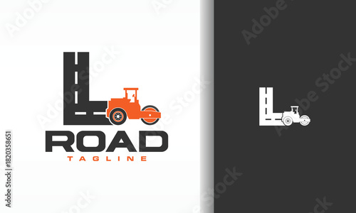 Logo of Road Roller and Letter L as Road