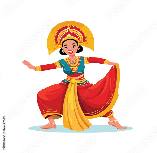 Exuberant Balinese dancer in traditional costume performing a vibrant dance, bringing culture and beauty to life with authentic style and grace