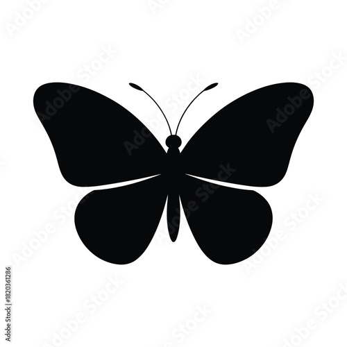 Black butterfly silhouette with delicate wings, a symbol of natures beauty and transformation