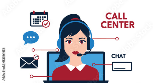 Friendly call center agent ready to assist with chat and appointments