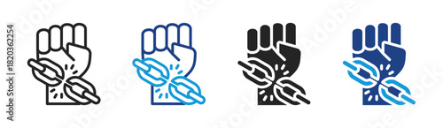 Breaking Chain icon set multiple style collection