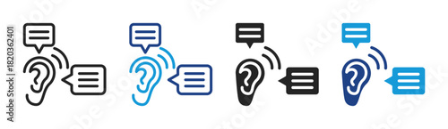 Active Listening icon set multiple style collection