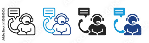 Customer Support icon set multiple style collection