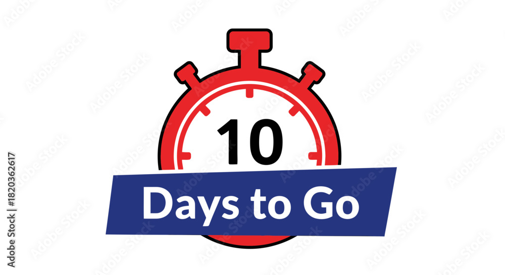 Obraz premium Countdown timer shows ten days left for deals, sales, or events