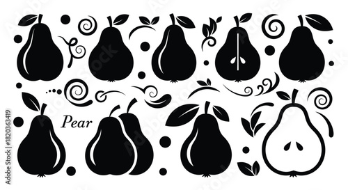 Elegant pear fruit pattern for autumn harvest season design projects