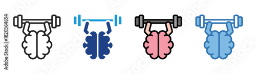 Brain Training icon set multiple style collection