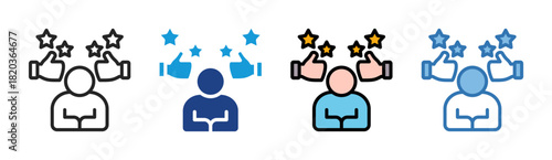 Positive Review icon set multiple style collection