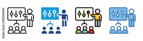 Class Training icon set multiple style collection
