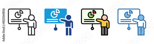 Presentation Training icon set multiple style collection