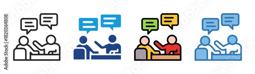 Team Discussion icon set multiple style collection