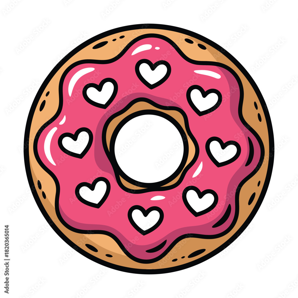 Obraz premium A delicious pink glazed donut with white heart sprinkles, perfect for valentines day or any sweet celebration