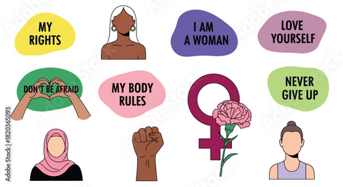 Empowering women with illustrated feminist icons and inspiring messages