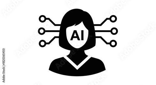 Powerful AI female robot with modern technology brain connections design