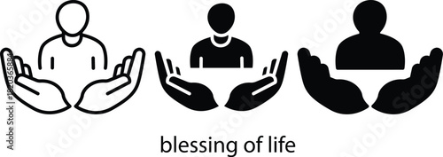 God Protecting Care Generous Gift Life Blessing Icon Vector Silhouette and Pictogram..eps