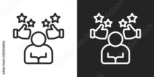 Positive Review Icon In Black And White Line Style