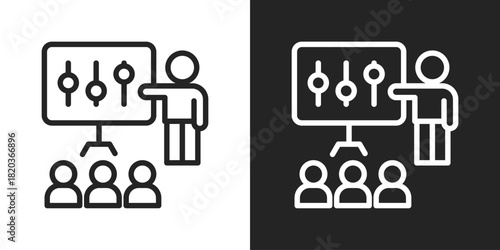 Class Training Icon In Black And White Line Style