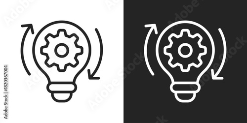 Innovation Cycle Icon In Black And White Line Style