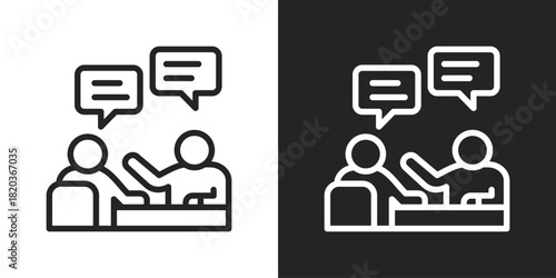 Team Discussion Icon In Black And White Line Style