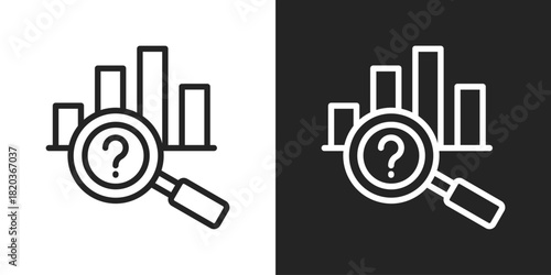 Data Analysis Icon In Black And White Line Style