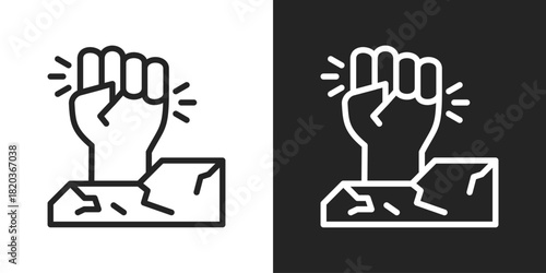 Empowerment Breakthrough Icon In Black And White Line Style
