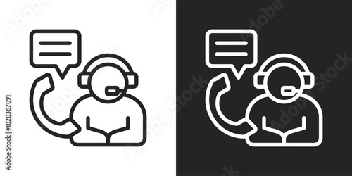 Customer Support Icon In Black And White Line Style