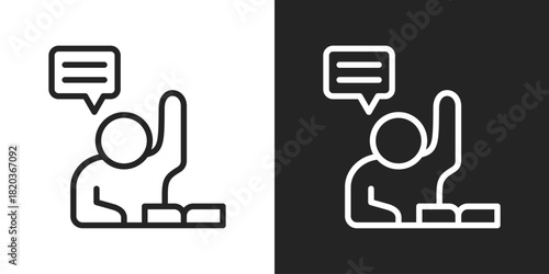 Classroom Discussion Icon In Black And White Line Style