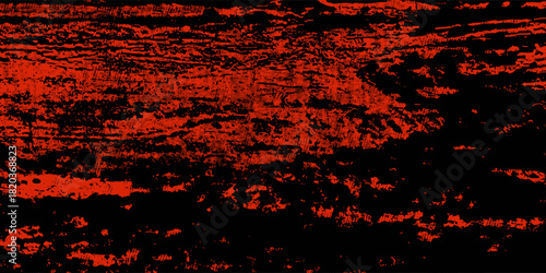Grungy Halloween red and black background. Creepy spooky vector hand drawn ink banner bg. Punk sponge stamps, splatter sprinkles texture. Grunge paint stroke design. Horizontal Halloween frame border