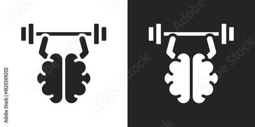 Brain Training Icon In Black And White Glyph Style