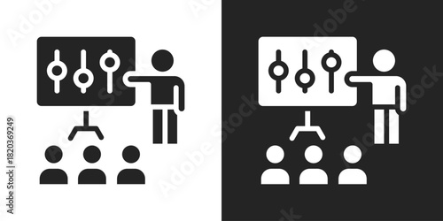 Class Training Icon In Black And White Glyph Style
