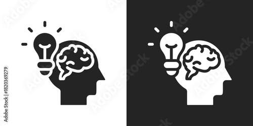 Brain Idea Icon In Black And White Glyph Style