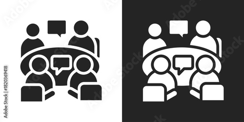 Team Discussion Icon In Black And White Glyph Style