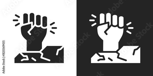 Empowerment Breakthrough Icon In Black And White Glyph Style