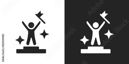 Achievement Winner Icon In Black And White Glyph Style
