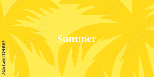 Summer greeting clipart banner poster set. spring tropical leaves with orange,strawberry, avocado, collection summer or spring poster in colorful abstract background