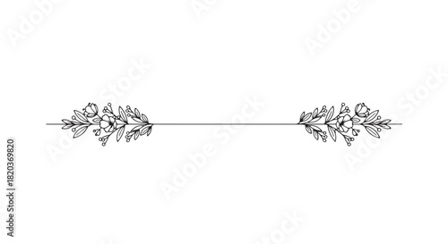 Elegant floral divider border with botanical motifs for invitations and decorative designs.