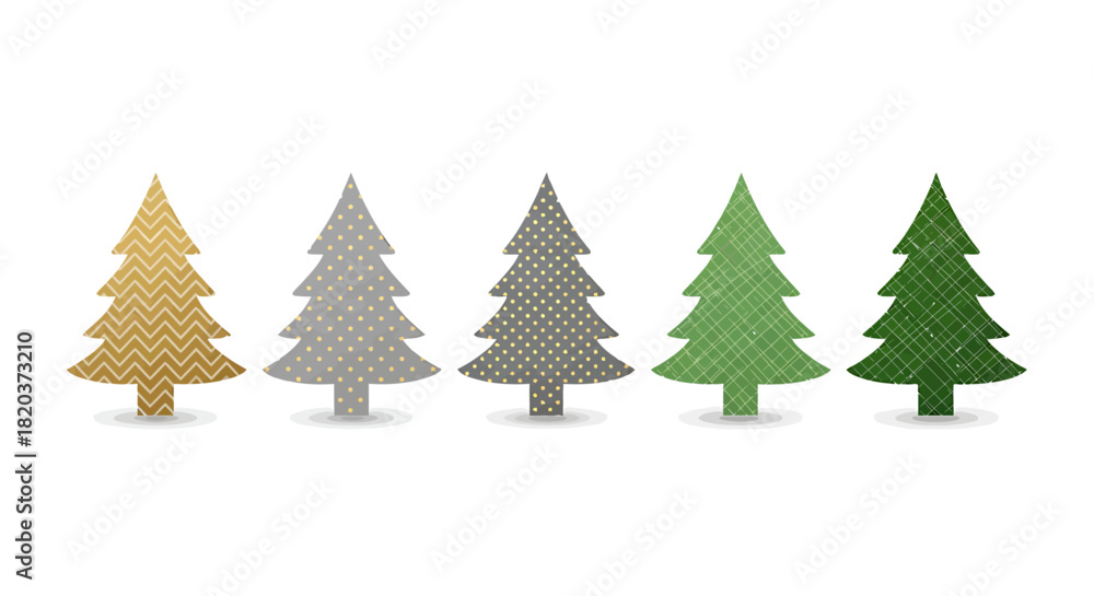 Fototapeta premium Colorful Christmas Tree Icons in Various Colors