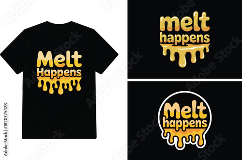 Black t shirt mockup with a dripping honey or caramel graphic design