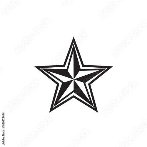Stylized black five-point star emblem with layered geometric outline design.