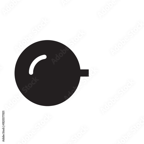 Minimal black circular icon with a small side notch and highlight.
